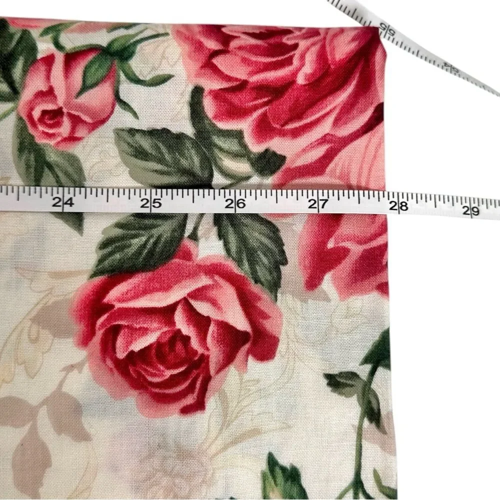 Handmade Green Red Pink Rose shabby chic unfinished Quilt topper